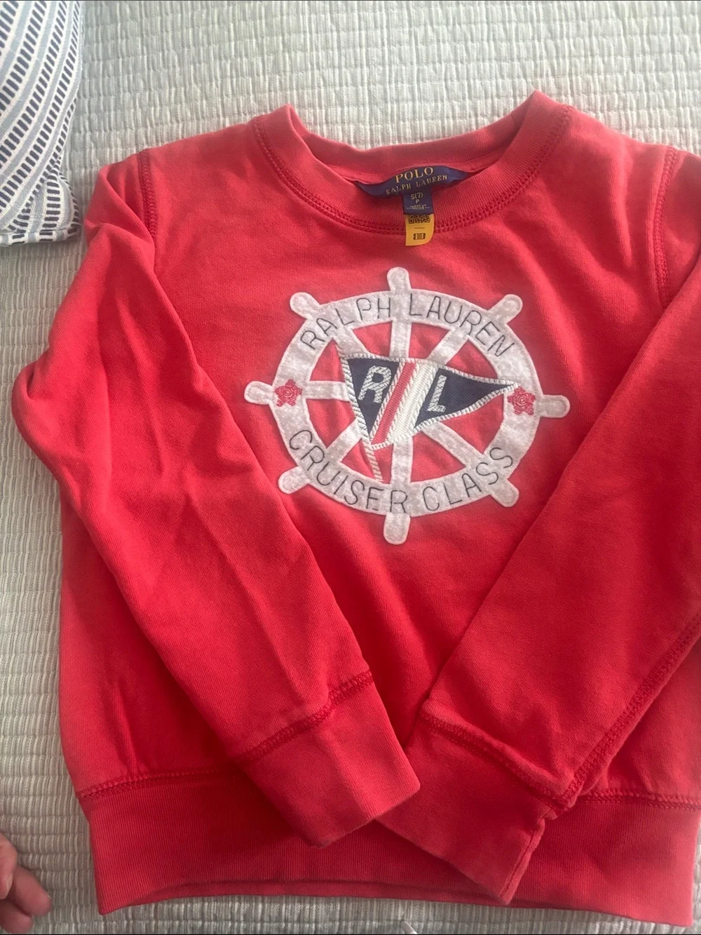 Ralph Lauren Girls Bright Crewneck Sweatshirt with Nautical Emblem